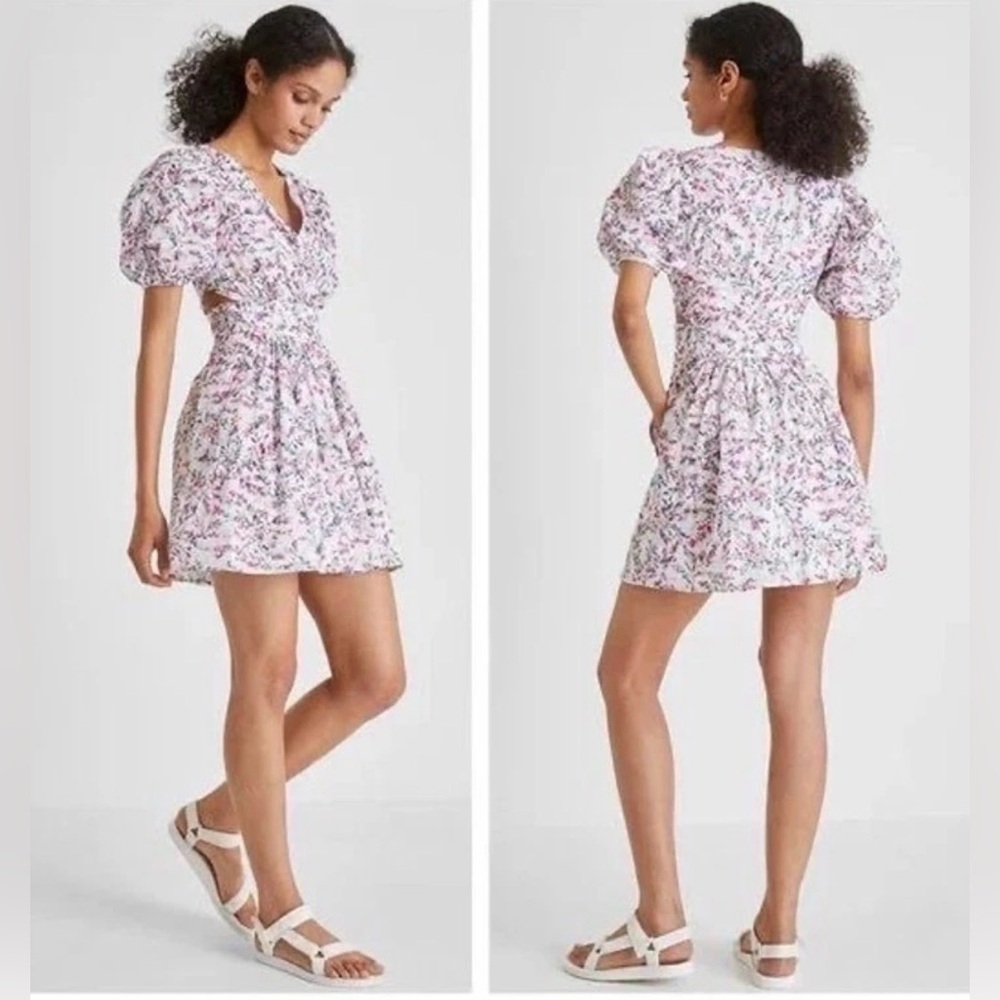 FRENCH CONNECTION Flores Dress Floral Eyelet Mini Cottagecore Romantic size 10